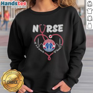 Alt Text: Premium Washington Wizards Nurse sweatshirt featuring a stethoscope-shaped heart design, perfect for fans and healthcare workers.