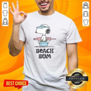 Pretty Peanuts Beach Bum Snoopy T-Shirt featuring Snoopy in a relaxed beach setting, perfect for summer fun.