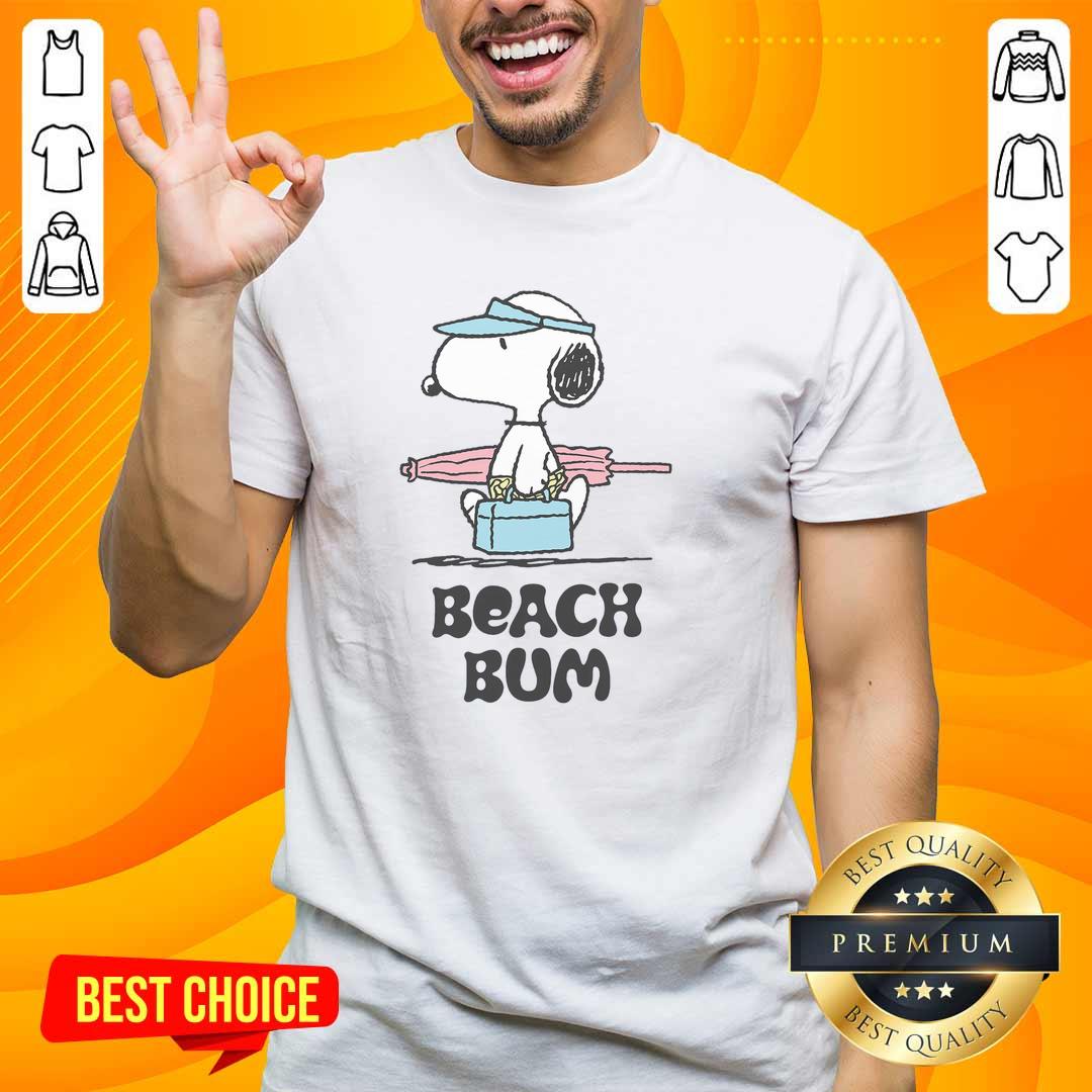 Pretty Peanuts Beach Bum Snoopy T-Shirt featuring Snoopy in a relaxed beach setting, perfect for summer fun.