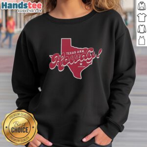 Retro Texas A&M Aggies sweatshirt featuring a vibrant Aggieland map design, perfect for fans and alumni.