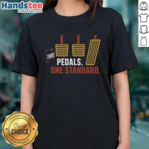 Top three pedal designs showcased on a standard ladies tee, highlighting style and comfort for female cyclists.