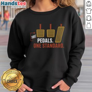 Top Three Pedals design on a stylish sweatshirt, perfect for music lovers and pedal enthusiasts.