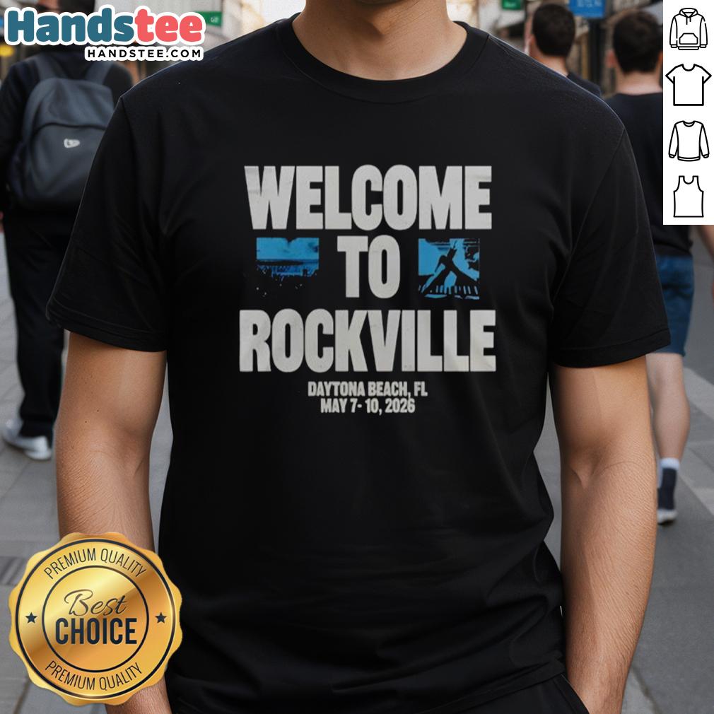 Alt Text: Top Welcome To Rockville 2026 T-Shirt featuring vibrant graphics and festival logo, perfect for music lovers.