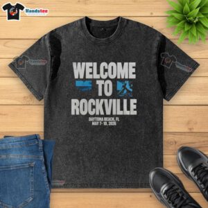Alt Text: Top Welcome To Rockville 2026 washed t-shirt featuring vibrant festival graphics and a comfortable fit.