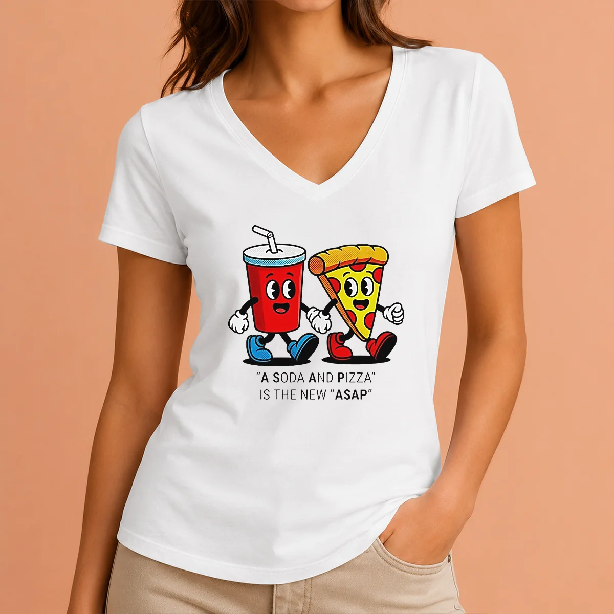 Awesome A Soda And Pizza Is V-Neck Shirt Awesome A Soda And Pizza Is V-Neck Shirt