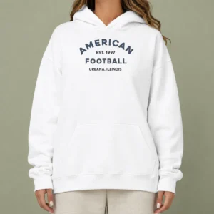 Awesome American Football Urbana Illinois Est 1997 Hoodie in dark gray with front pocket and drawstring hood