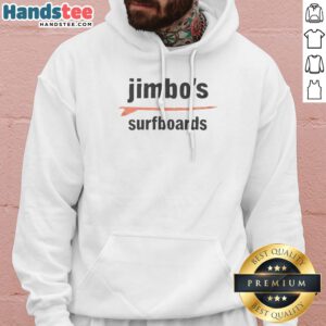 Awesome Jimbo'S Surfboards Vintage Hoodie in soft fabric with retro surfboard graphic on front