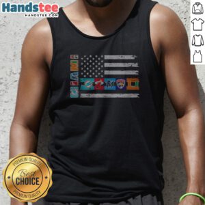 Awesome Miami Dolphins Heat Marlins Panthers Hurricanes Flag USA Independence Day Tank Top