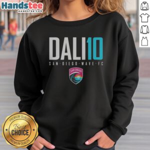 Awesome San Diego Wave FC DALI 10 sweatshirt featuring vibrant team colors and logo.