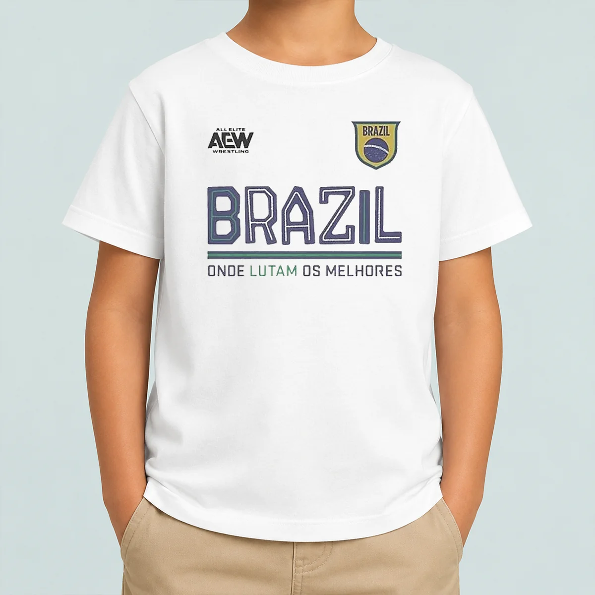 Funny AEW Tournament Soccer Collection Brazil Onde Lutam Os Melhores Kids T-Shirt