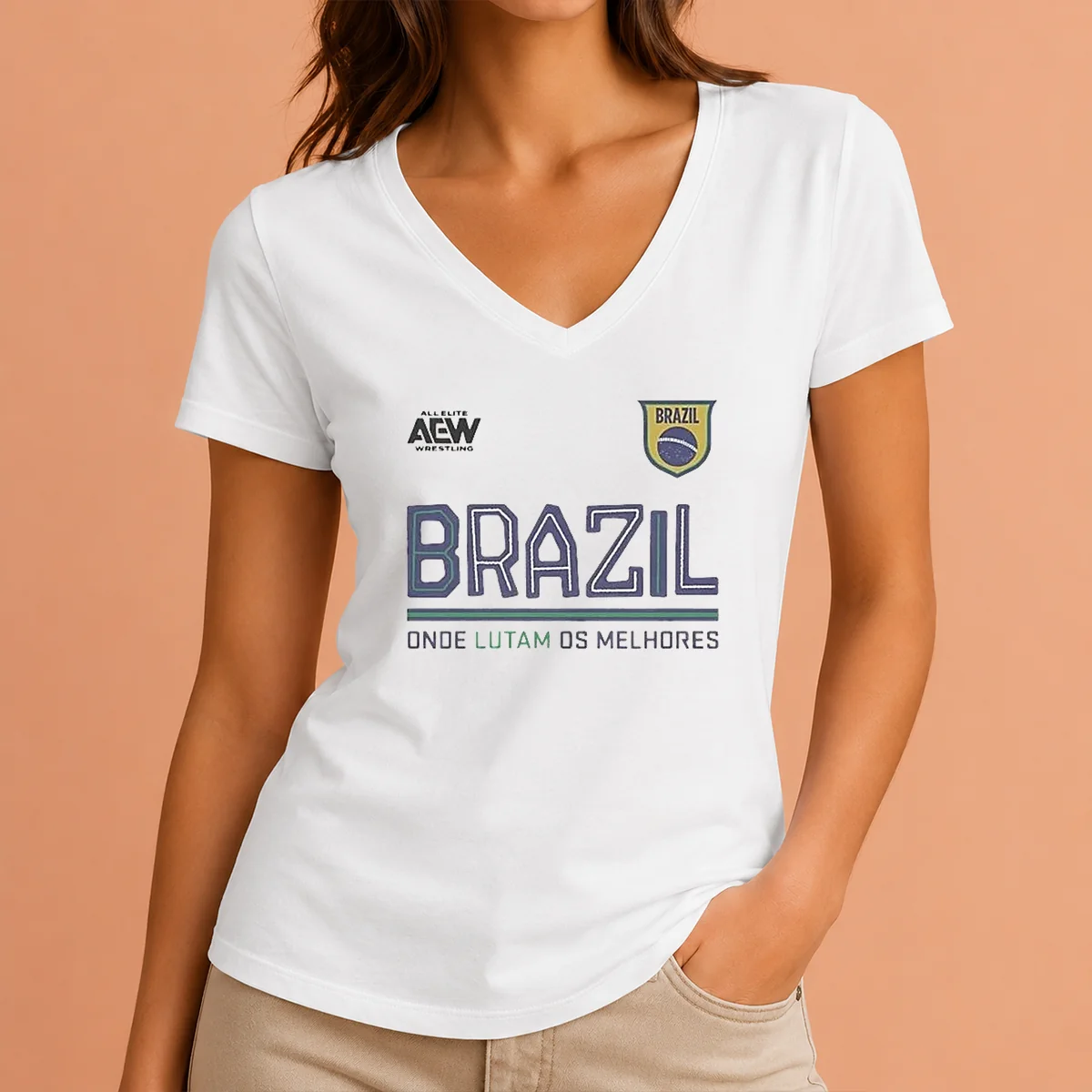 Funny AEW Tournament Soccer Collection Brazil V-Neck Shirt Funny AEW Tournament Soccer Collection Brazil V-Neck Shirt