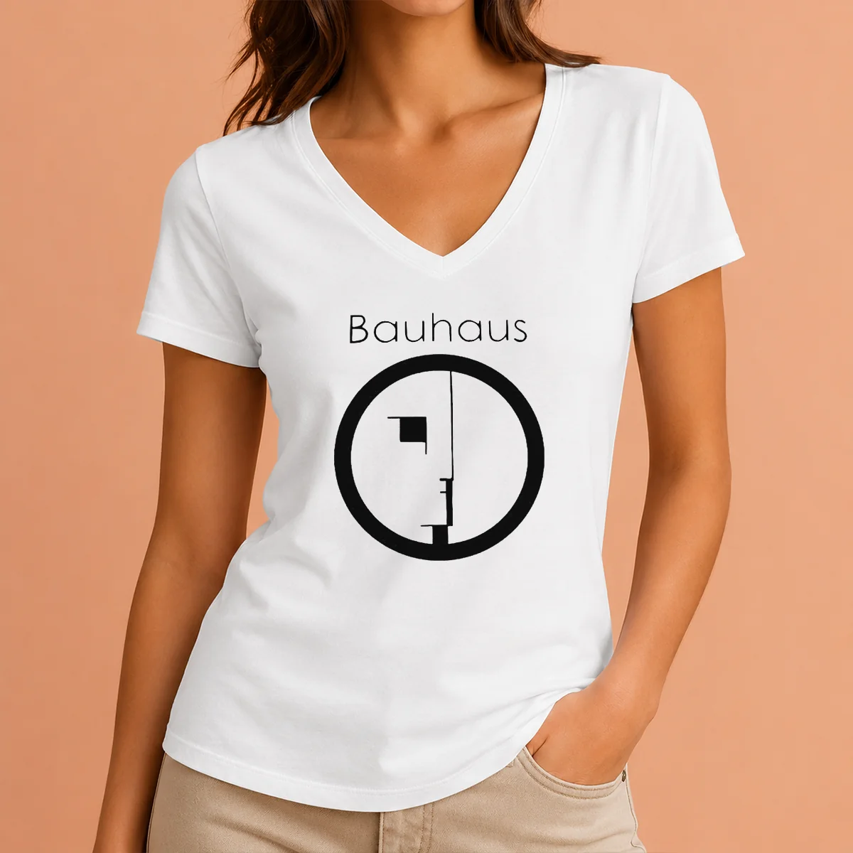 Funny Bauhaus Band Profile Silhouette Symbol V-Neck Shirt Funny Bauhaus Band Profile Silhouette Symbol V-Neck Shirt