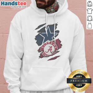 Funny Dallas Cowboys Alabama Crimson Tide Ripped Design NFL NCAAF Hoodie showcasing a unique ripped graphic style.