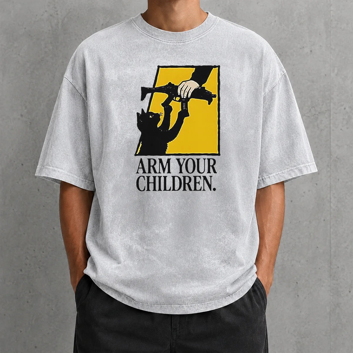 Good Black Cat Holding Submachine Gun And Hand Arm Your Children Washed T-Shirt