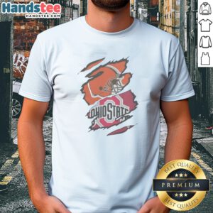 Good Cleveland Browns And Ohio State University Logo Torn Shirt featuring a distressed design.