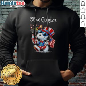 Good Snoopy X Olive Garden Fourth Of July American 250 Years 1776 2026 Fireworks Hoodie displayed on a flat surface