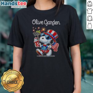 Good Snoopy X Olive Garden Fourth Of July American 250 Years 1776 2026 Fireworks Ladies Shirt featuring vibrant fireworks design