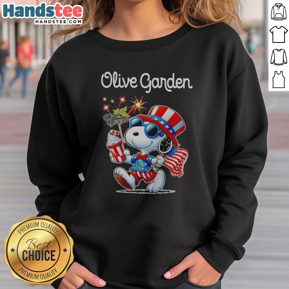 Good Snoopy X Olive Garden Fourth Of July American 250 Years 1776 2026 Fireworks Shirt on Sweatshirt Good Snoopy X Olive Garden Fourth Of July American 250 Years 1776 2026 Fireworks Shirt shown as a sweatshirt preview