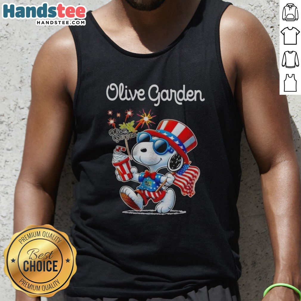 Good Snoopy X Olive Garden Fourth Of July American 250 Years 1776 2026 Fireworks Shirt on Tank Top Good Snoopy X Olive Garden Fourth Of July American 250 Years 1776 2026 Fireworks Shirt shown as a tank top preview