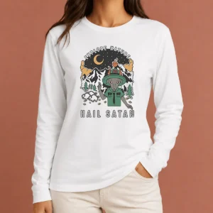 Hot Goat Scout Pointing Explore Nature Hail Satan Long Sleeve Shirt
