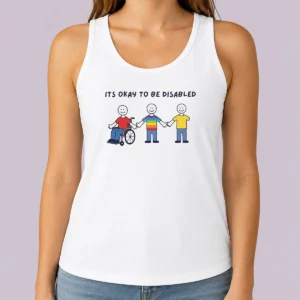 Hot It Is Okay To Be Disabled Disability Awareness tank top in black, sleeveless casual wear for awareness