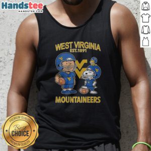 Hot The Peanuts West Virginia Mountaineers Football Est 1891 Tank Top displayed on a white background, sleeveless casual wear