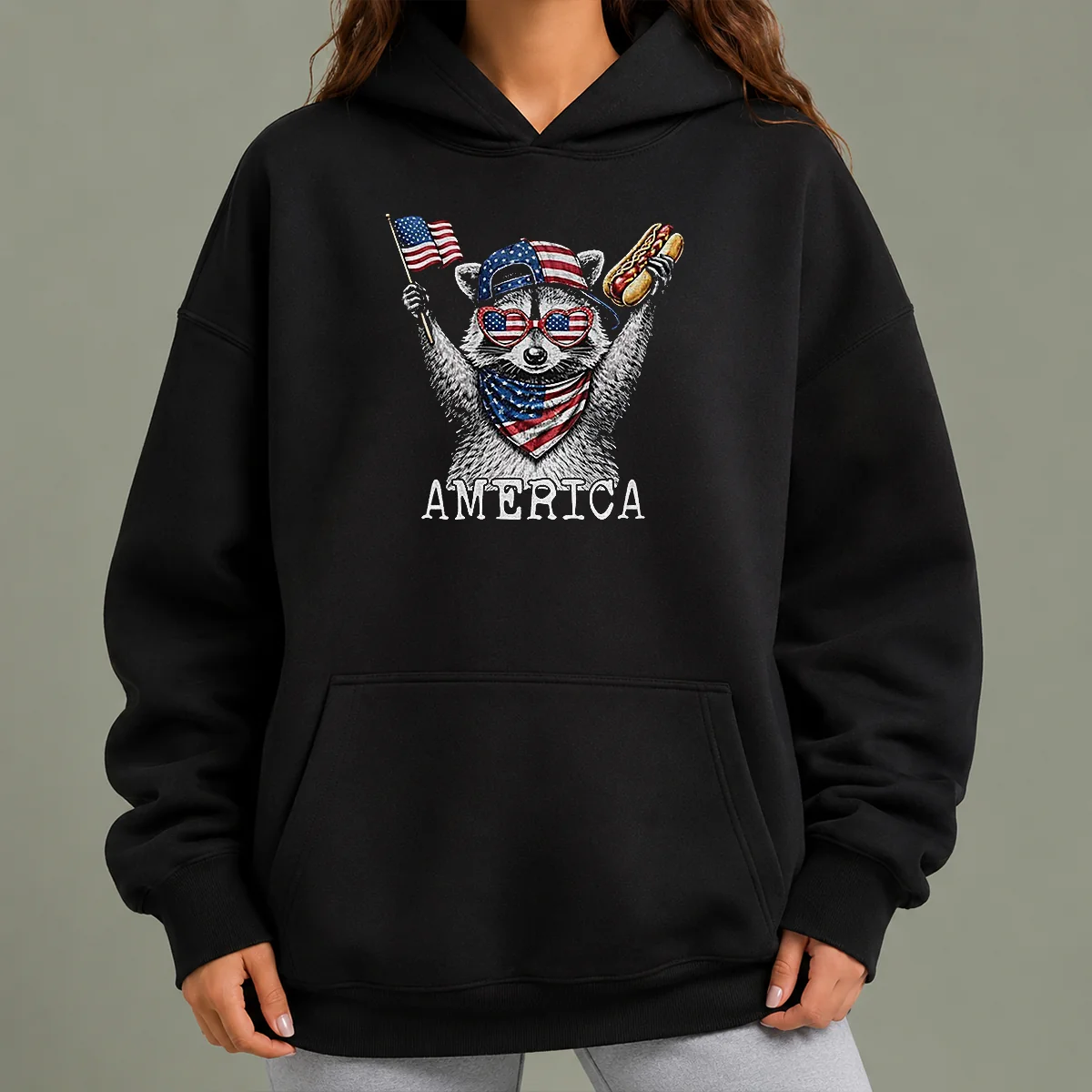 Nice America Raccoon Hot Dog 4th Of July Patriotic USA Animal 2026 Hoodie