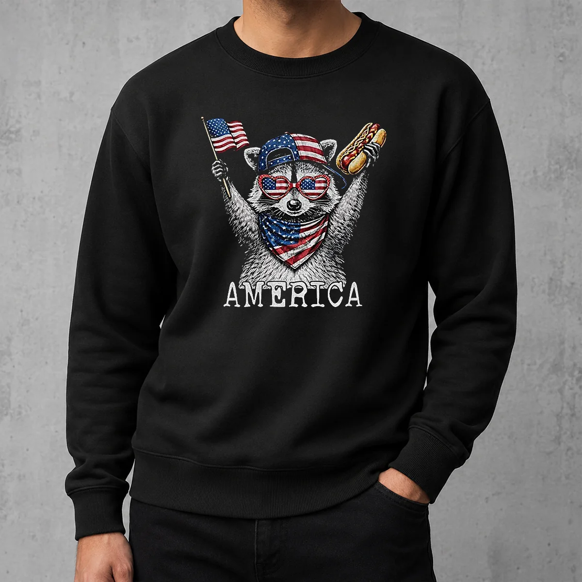 Nice America Raccoon Hot Dog 4th Of July Patriotic USA Animal 2026 Sweater