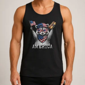 Nice America Raccoon Hot Dog 4th Of July Patriotic USA Animal 2026 Tank Top