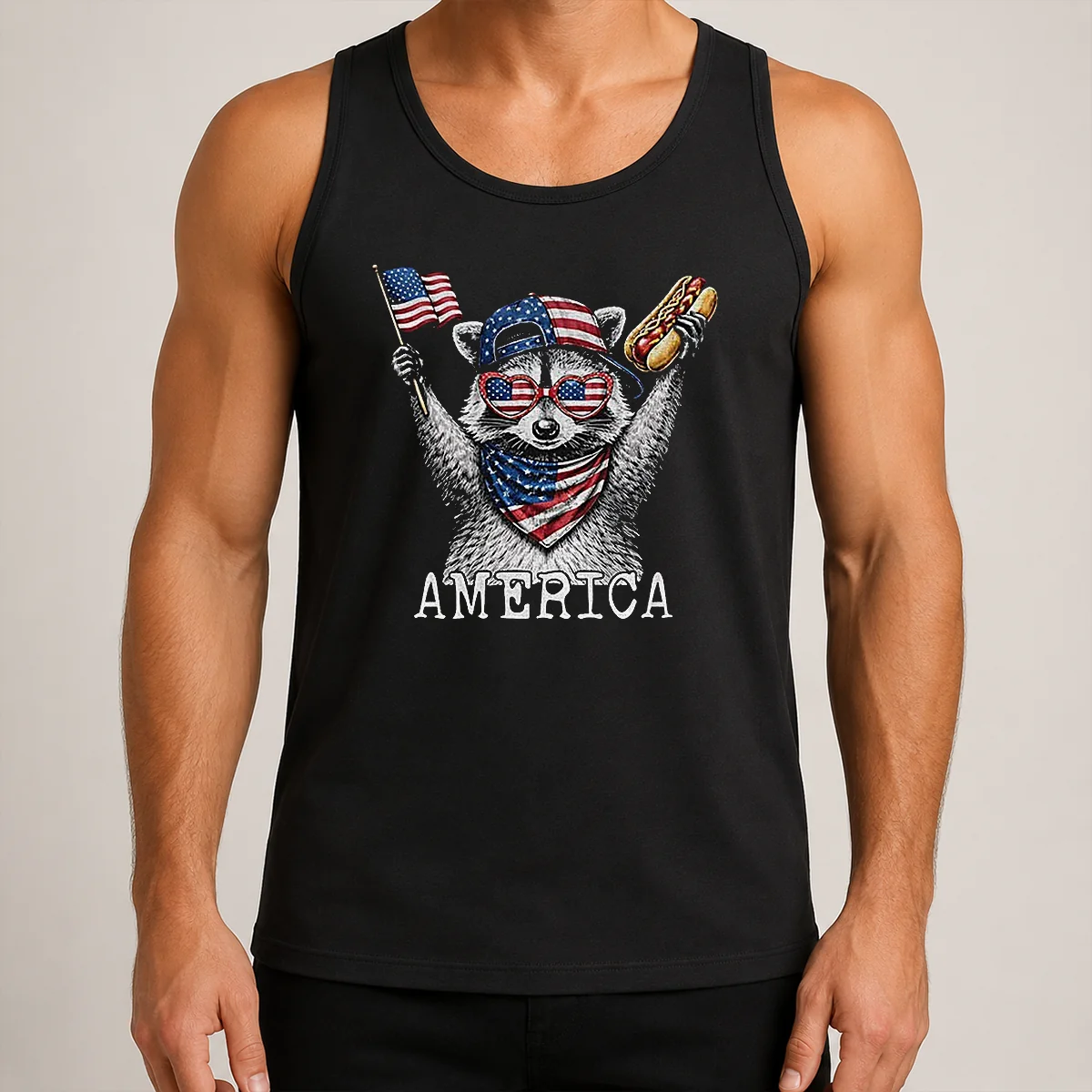 Nice America Raccoon Hot Dog 4th Of July Patriotic USA Animal 2026 Tank Top