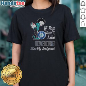 Nice BB Bending Over Seattle Mariner If You Don'T Like Mariner Kiss My Endzone Ladies Shirt displayed on a hanger