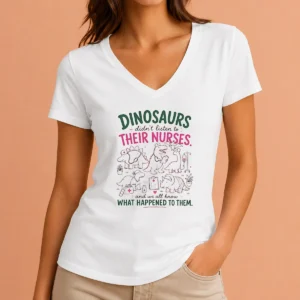 Nice Dinosaurs Didnt Listen To Their Nurses V-Neck Shirt