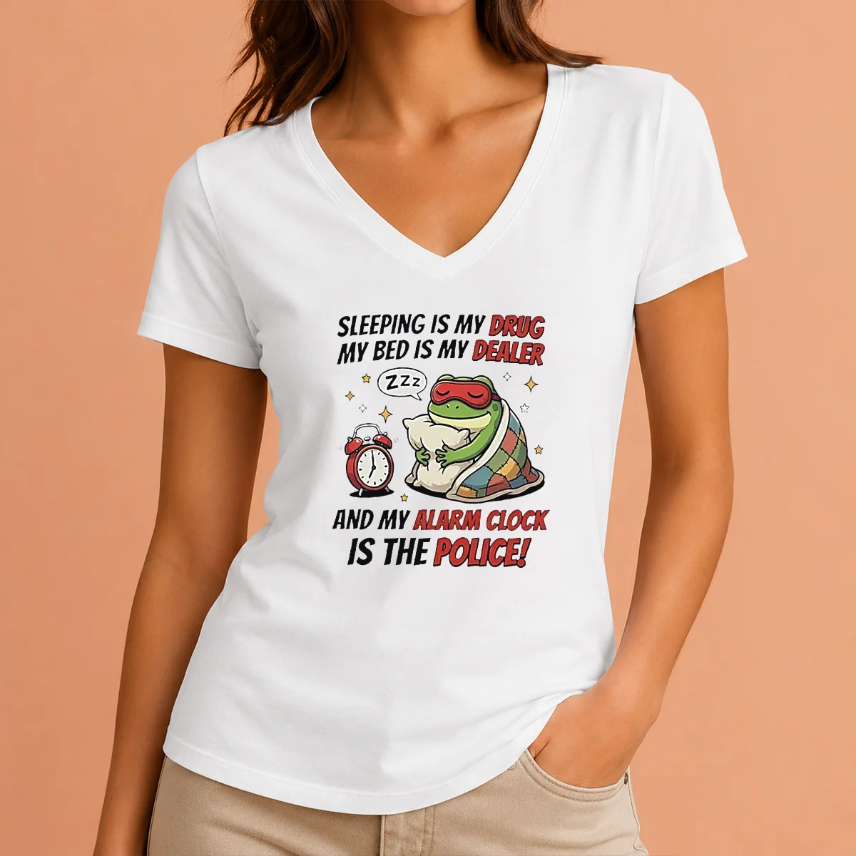Nice Frog Sleeping Is My Drug V-Neck Shirt Nice Frog Sleeping Is My Drug V-Neck Shirt