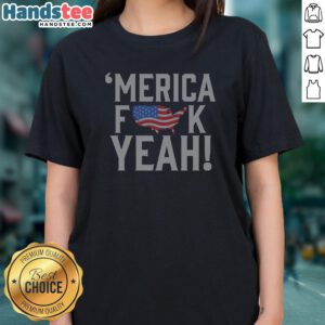 Nice Merica Censored Bold USA Map Flag Text Ladies Shirt