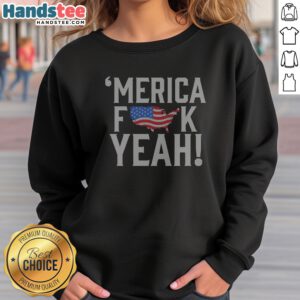 Nice Merica Censored Bold USA Map Flag Text Sweatshirt featuring bold USA map and flag graphic on a comfortable crewneck sweatshirt