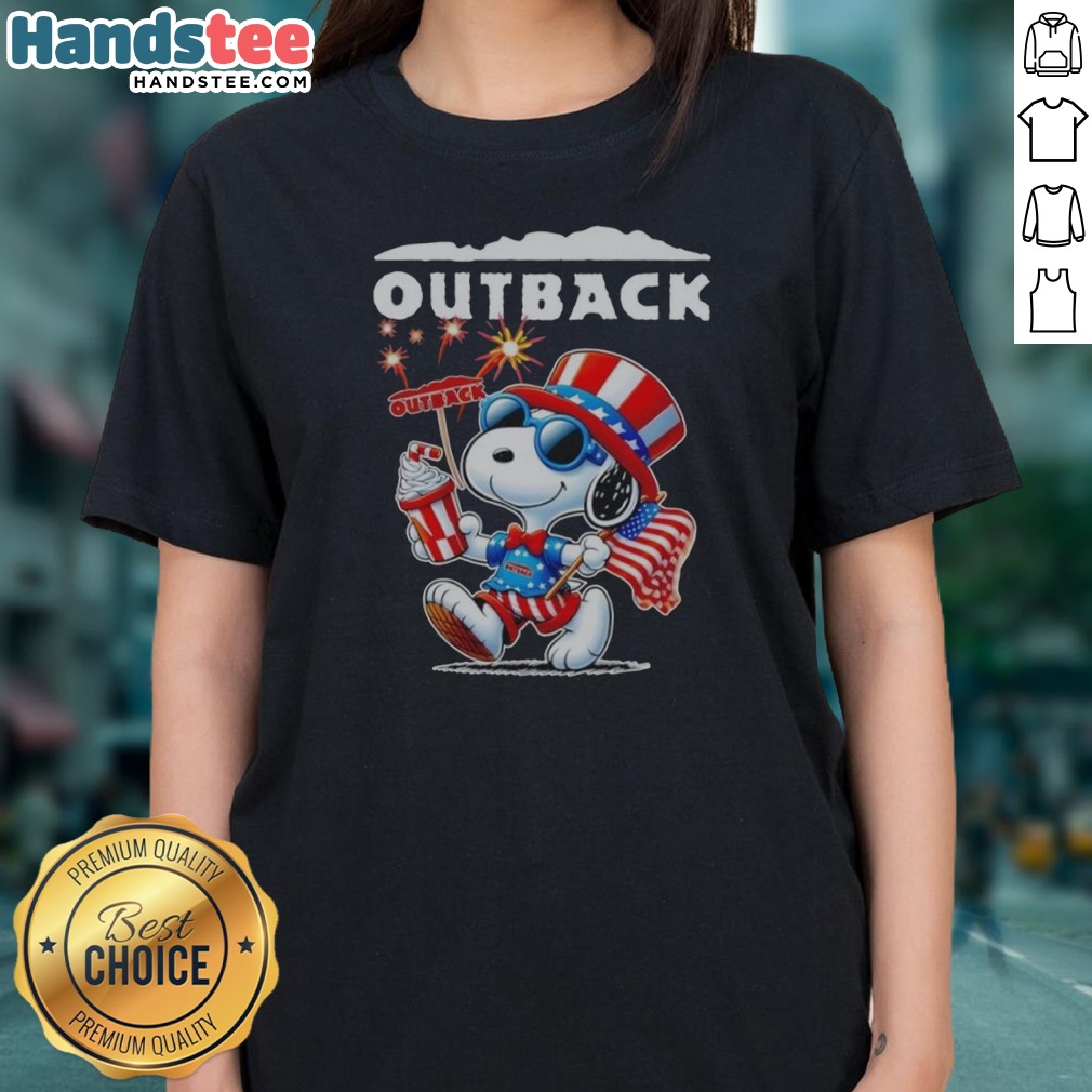 Nice Snoopy X Outback Fourth Of July American 250 Years 1776 2026 Fireworks Shirt on Ladies Shirt Nice Snoopy X Outback Fourth Of July American 250 Years 1776 2026 Fireworks Shirt shown as a ladies shirt preview