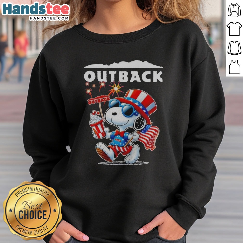 Nice Snoopy X Outback Fourth Of July American 250 Years 1776 2026 Fireworks Shirt on Sweatshirt Nice Snoopy X Outback Fourth Of July American 250 Years 1776 2026 Fireworks Shirt shown as a sweatshirt preview