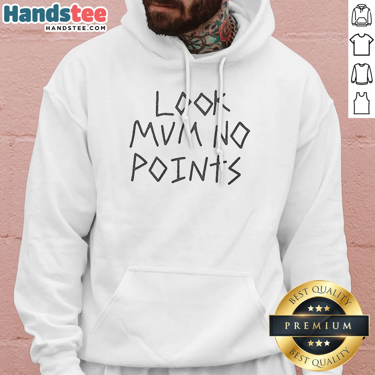 Nice Top Look Mum No Points Hoodie in charcoal gray with front pouch pocket and adjustable drawstring hood