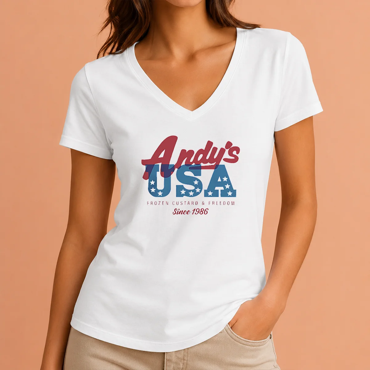 Official Andys USA Frozen Custard And V-Neck Shirt Official Andys USA Frozen Custard And V-Neck Shirt