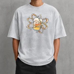 Official Beer Atom Washed T Shirt displayed on a flat lay showing soft fabric texture and faded color