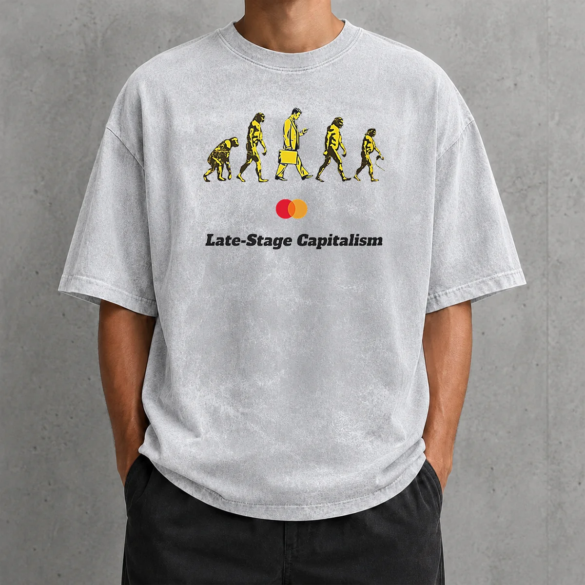 Original Late Stage Capitalism Idiocracy Evolution Washed T-Shirt