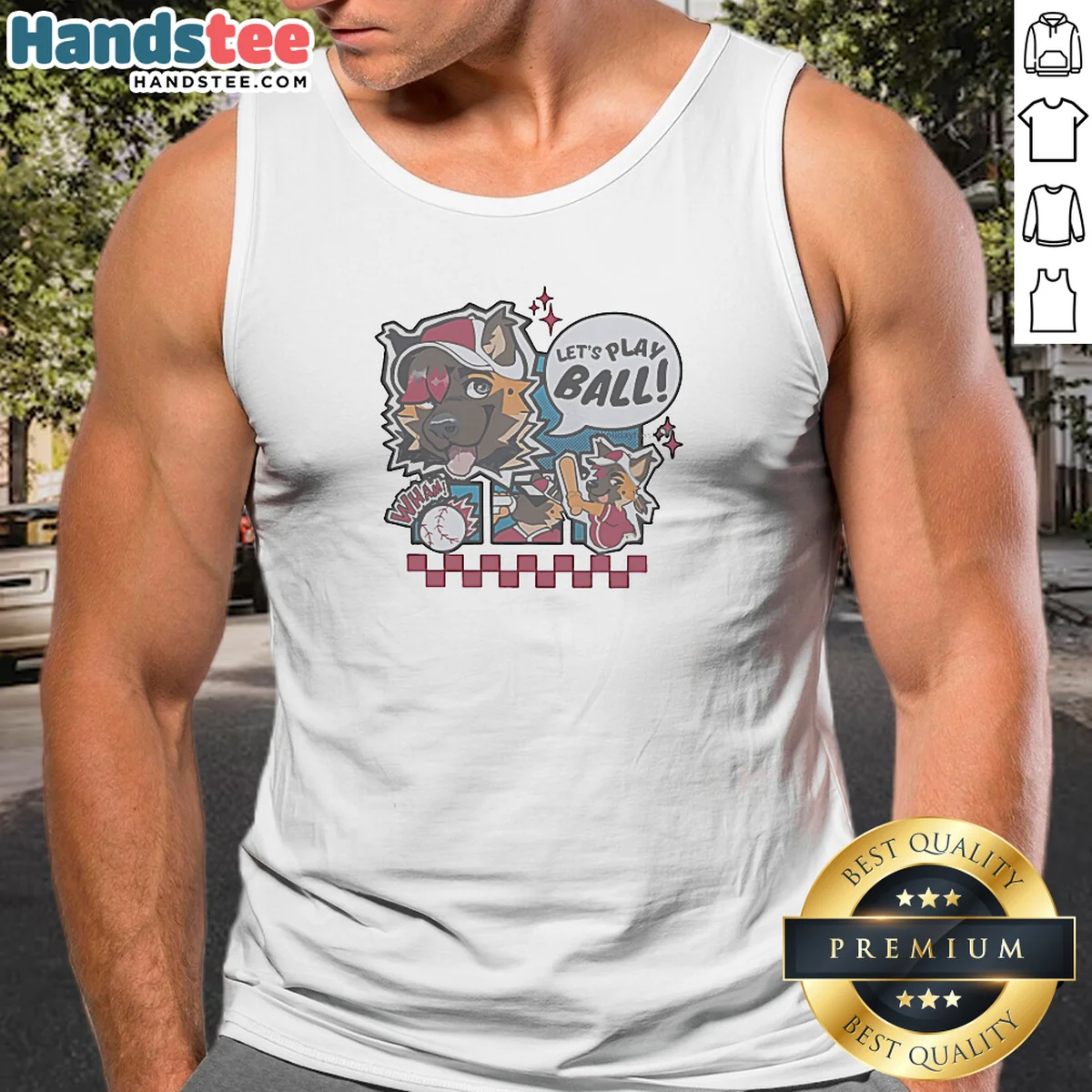 Original Let'S Play Ball Cartoon Dog Tank Top