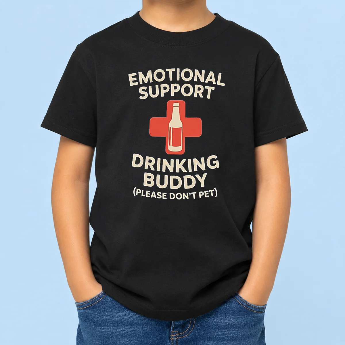 Premium Emotional Support Drinking Buddy Kids T-Shirt