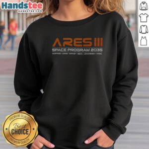 Premium Martinez Lewis Watney Beck Johanssen Vogel Ares III Space Program 2035 sweatshirt in charcoal gray with bold space mission design