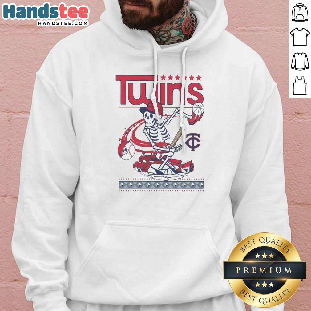 Premium Minnesota Twins Grateful Dead Skeleton Skateboard Shirt on Hoodie Premium Minnesota Twins Grateful Dead Skeleton Skateboard Shirt shown as a hoodie preview