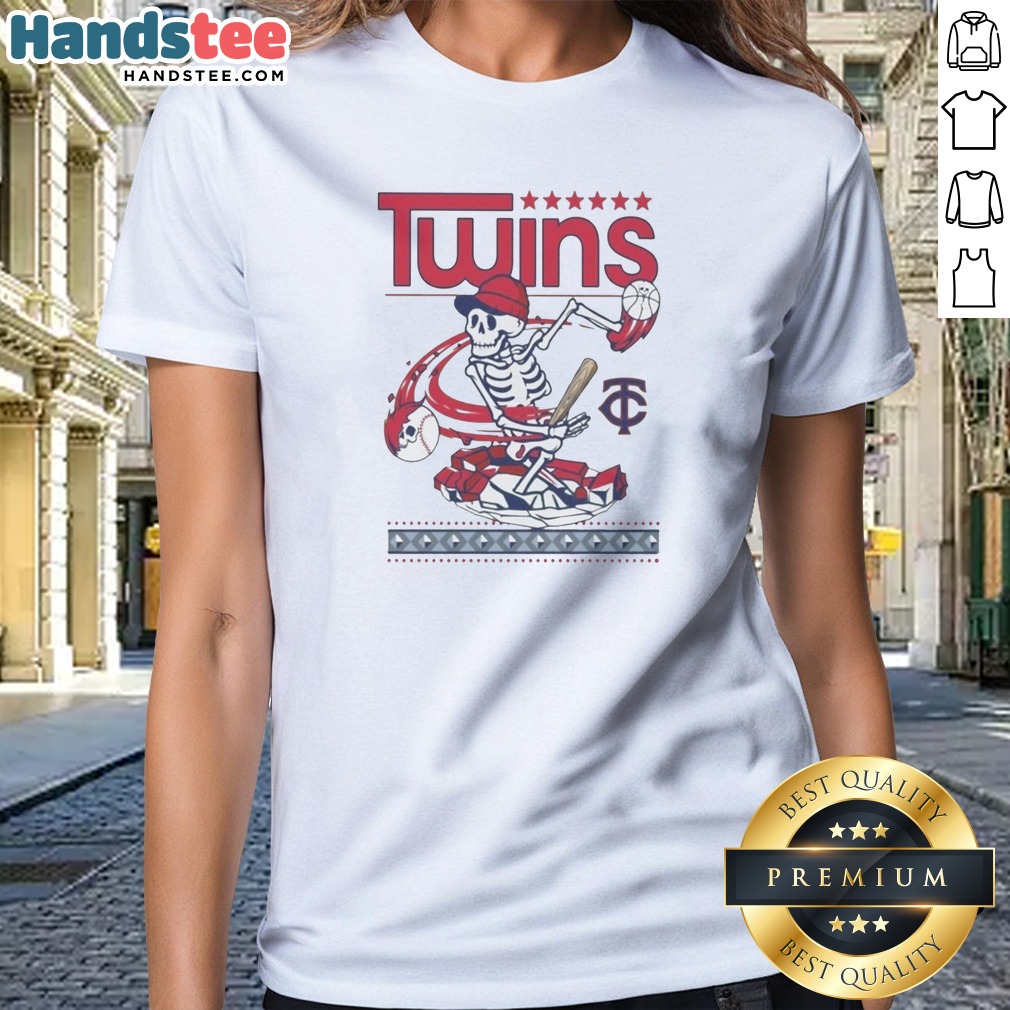 Premium Minnesota Twins Grateful Dead Skeleton Skateboard Shirt on Ladies Shirt Premium Minnesota Twins Grateful Dead Skeleton Skateboard Shirt shown as a ladies shirt preview