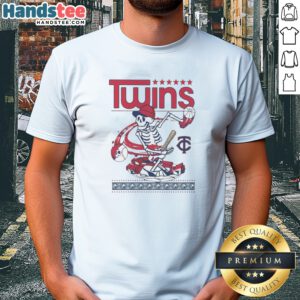 Premium Minnesota Twins Grateful Dead Skeleton Skateboard Shirt featuring vibrant graphic on a comfortable cotton tee