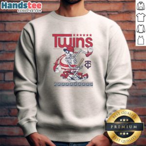 Premium Minnesota Twins Grateful Dead Skeleton Skateboard Sweatshirt featuring a vibrant graphic on a comfortable crewneck sweatshirt