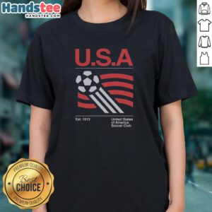 Premium Us National Team Historic 1913 Foundation Ball Flag United States Of America Soccer Club Ladies Shirt featuring vibrant colors
