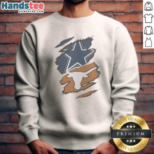 Pretty Dallas Cowboys Texas Longhorns Football Teams Design Sweatshirt showcasing team spirit and comfort.